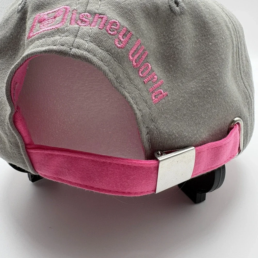 Walt Disney World Pink Gray Sequin Mickey Mouse Adjustable Baseball Cap